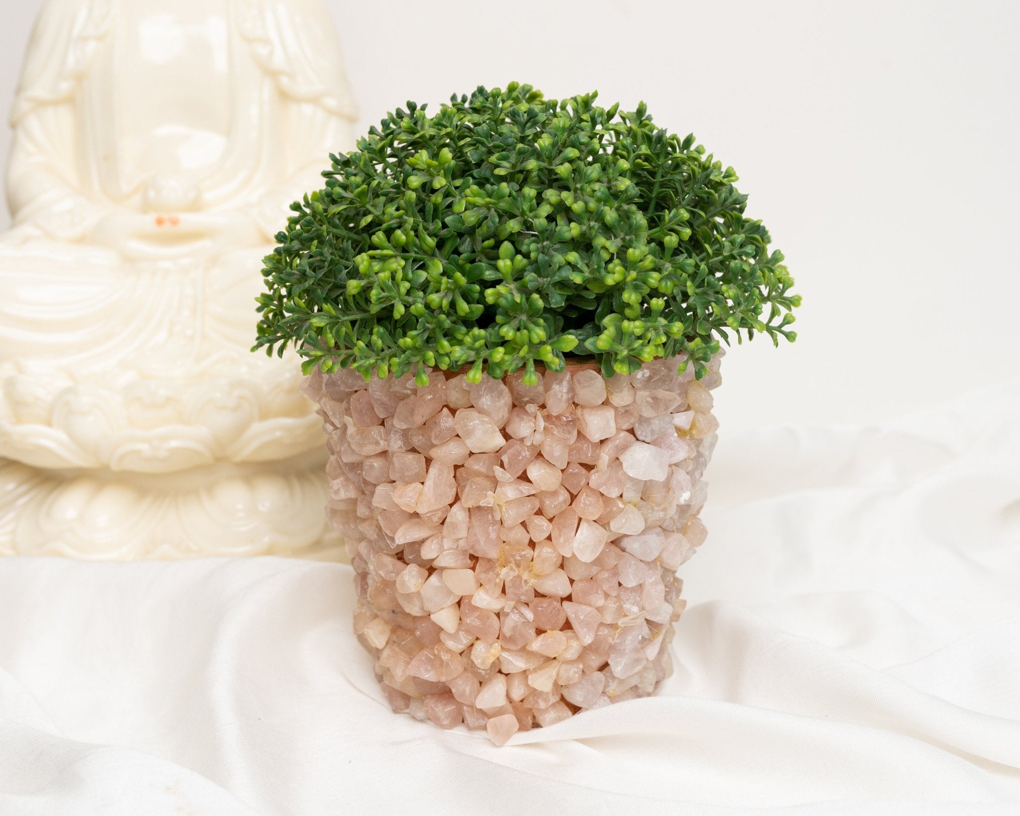 Rose Quartz Planter Pots - Bodh Gem and Crystals