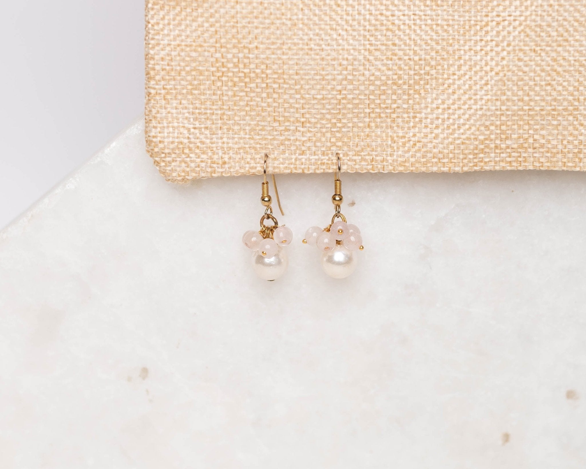 Rose Quartz With Pearl Earrings