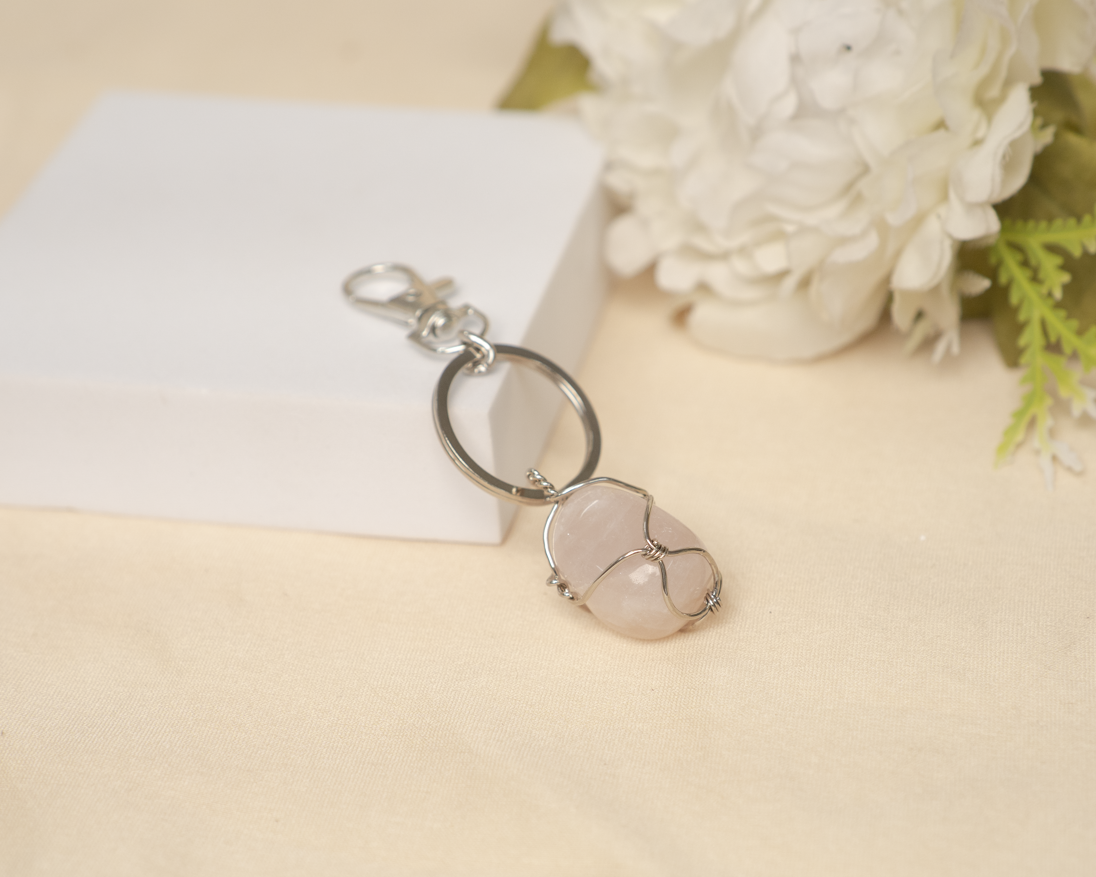 Rose Quartz Tumble Keychain