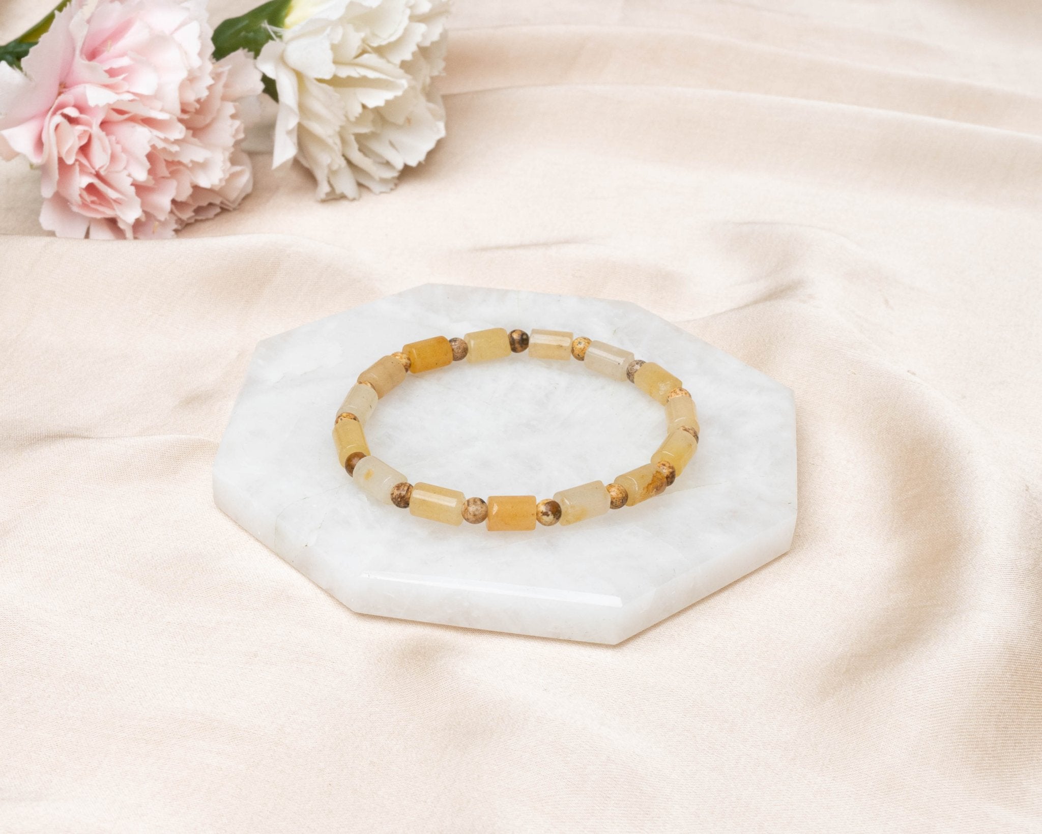 Yellow Agate Cylindrical Bracelet - Bodh Gem and Crystals