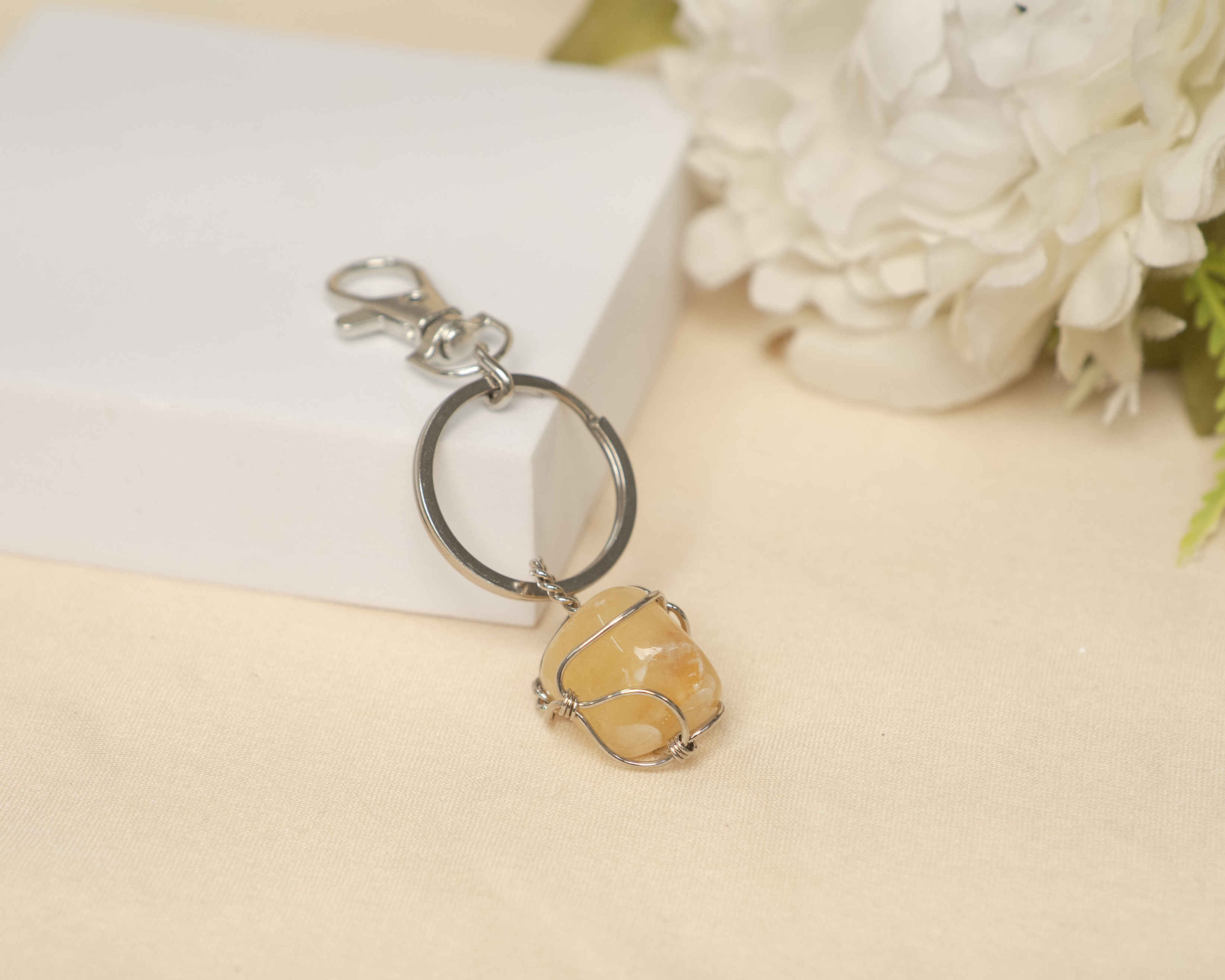 Yellow Agate Tumble Keychain