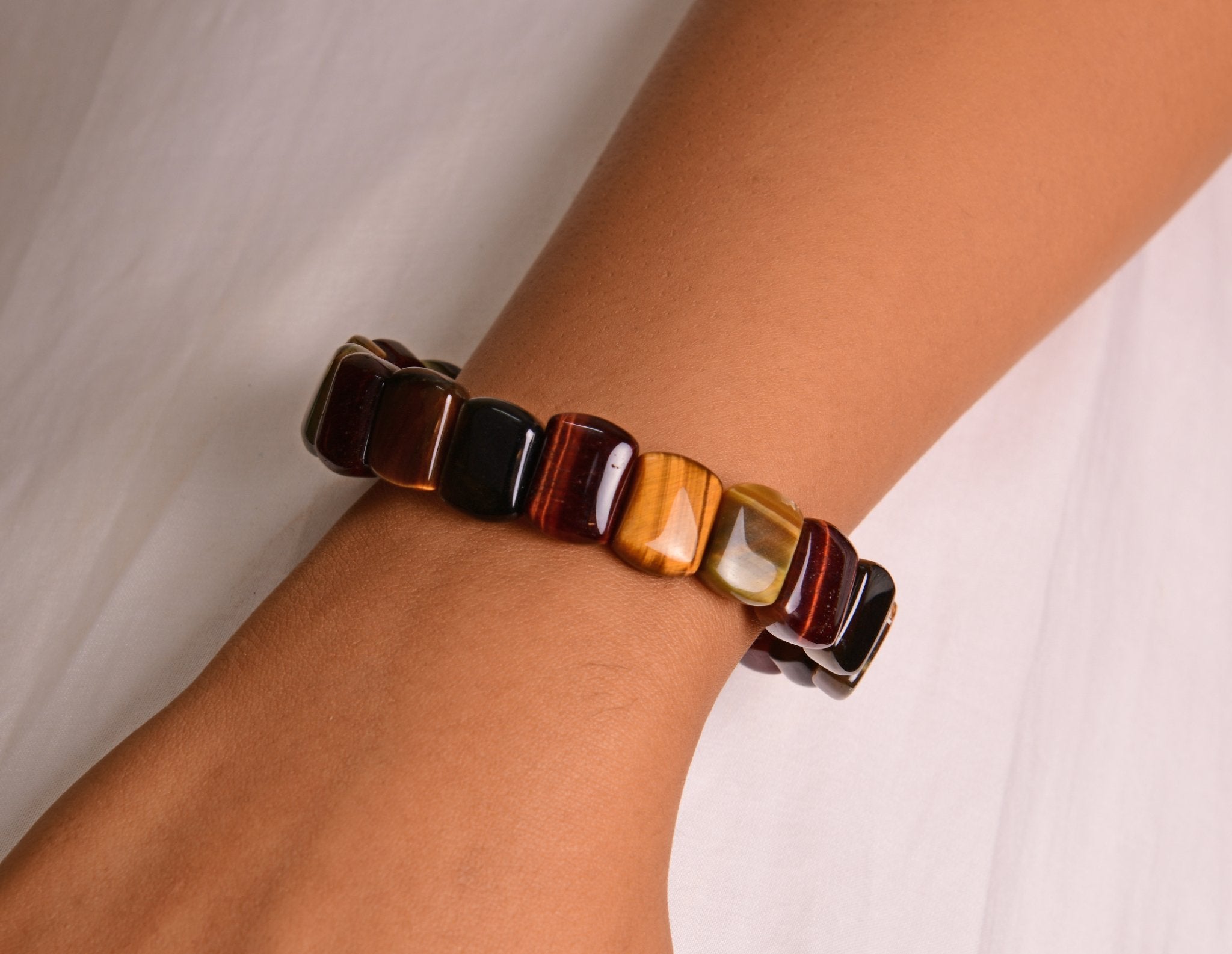 Multi-colored Tiger's Eye Flat Bracelet