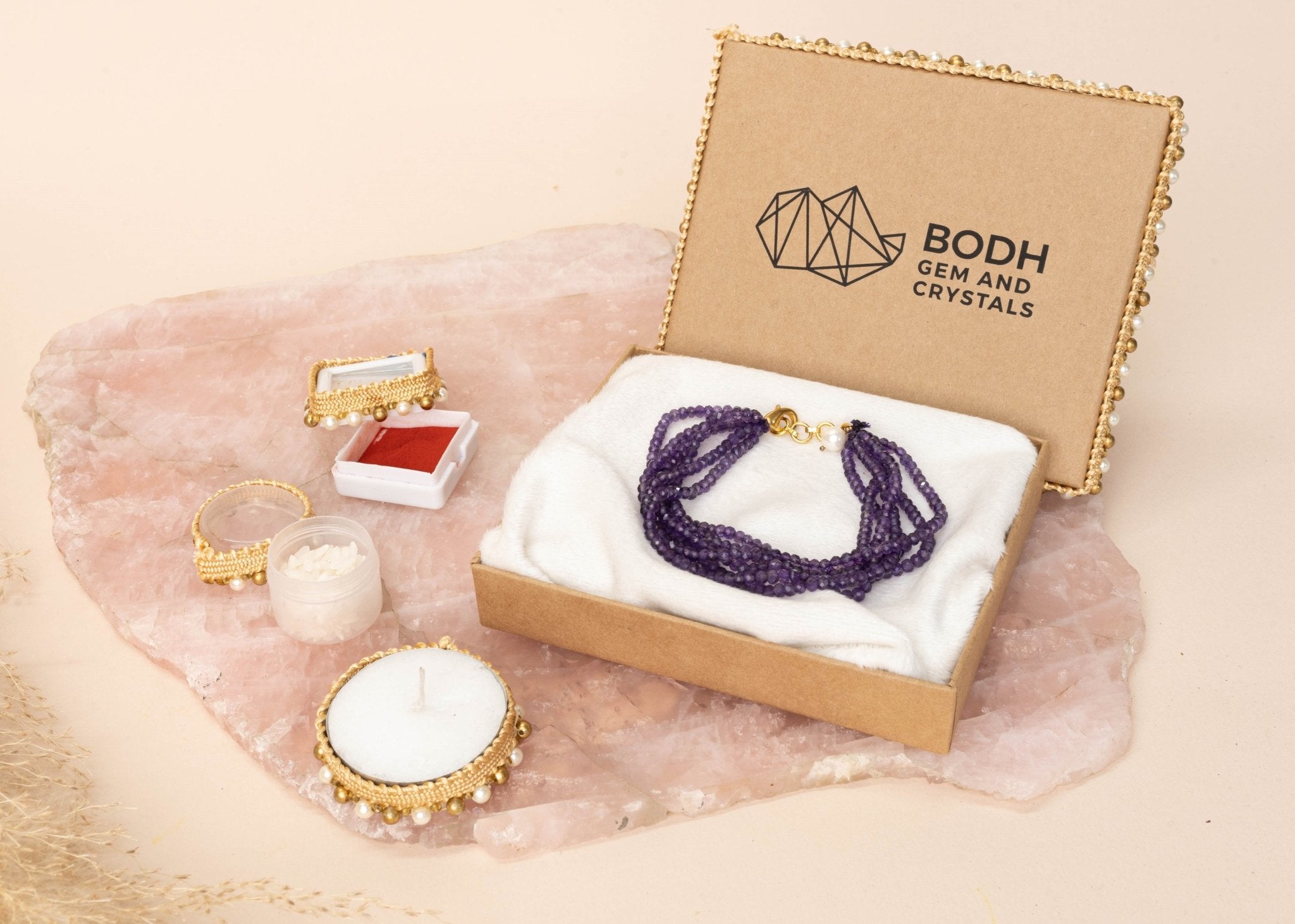 Amethyst With Pearl Fancy Bracelet - Bodh Gem and Crystals