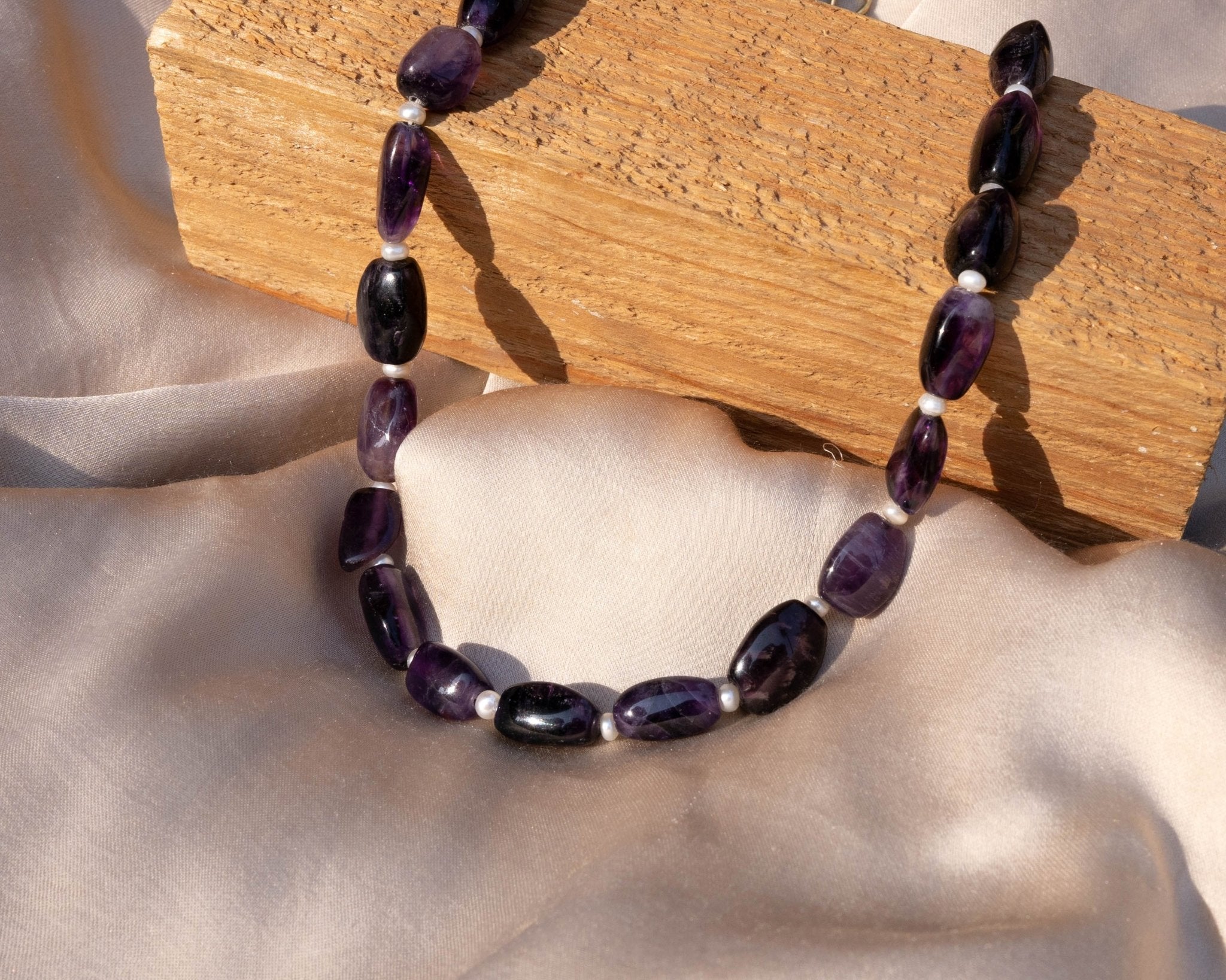 Amethyst with Pearl Necklace - Bodh Gem and Crystals