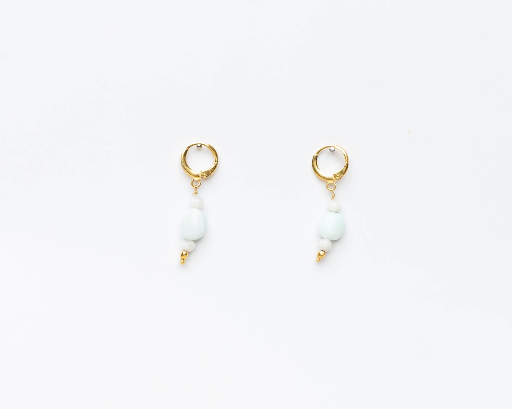 Aquamarine & White Agate Earring - Bodh Gem and Crystals