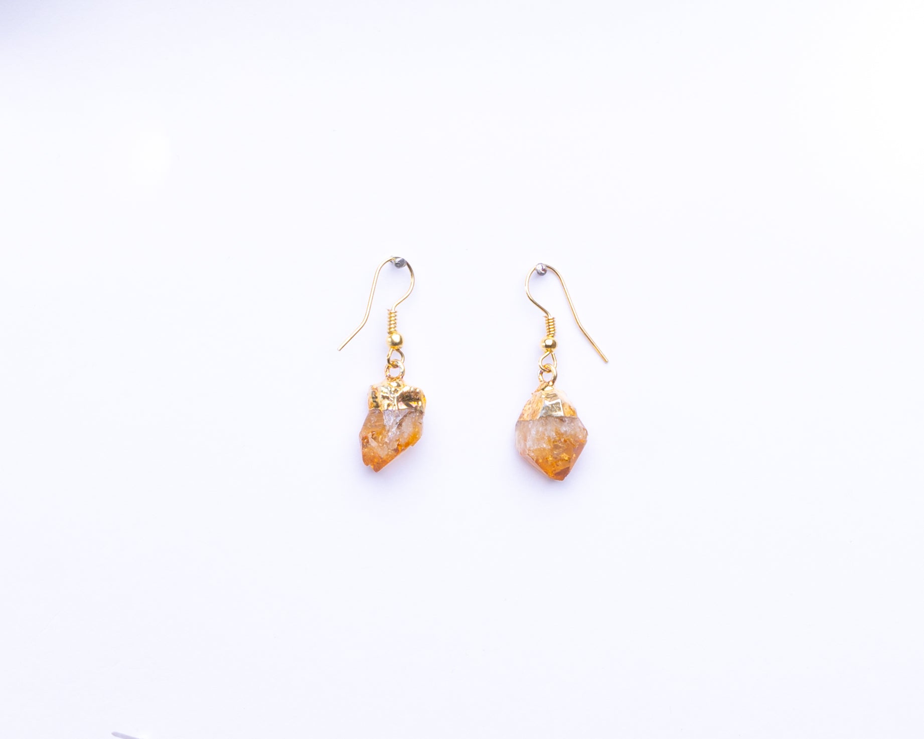 Citrine Raw Earrings - Bodh Gem and Crystals