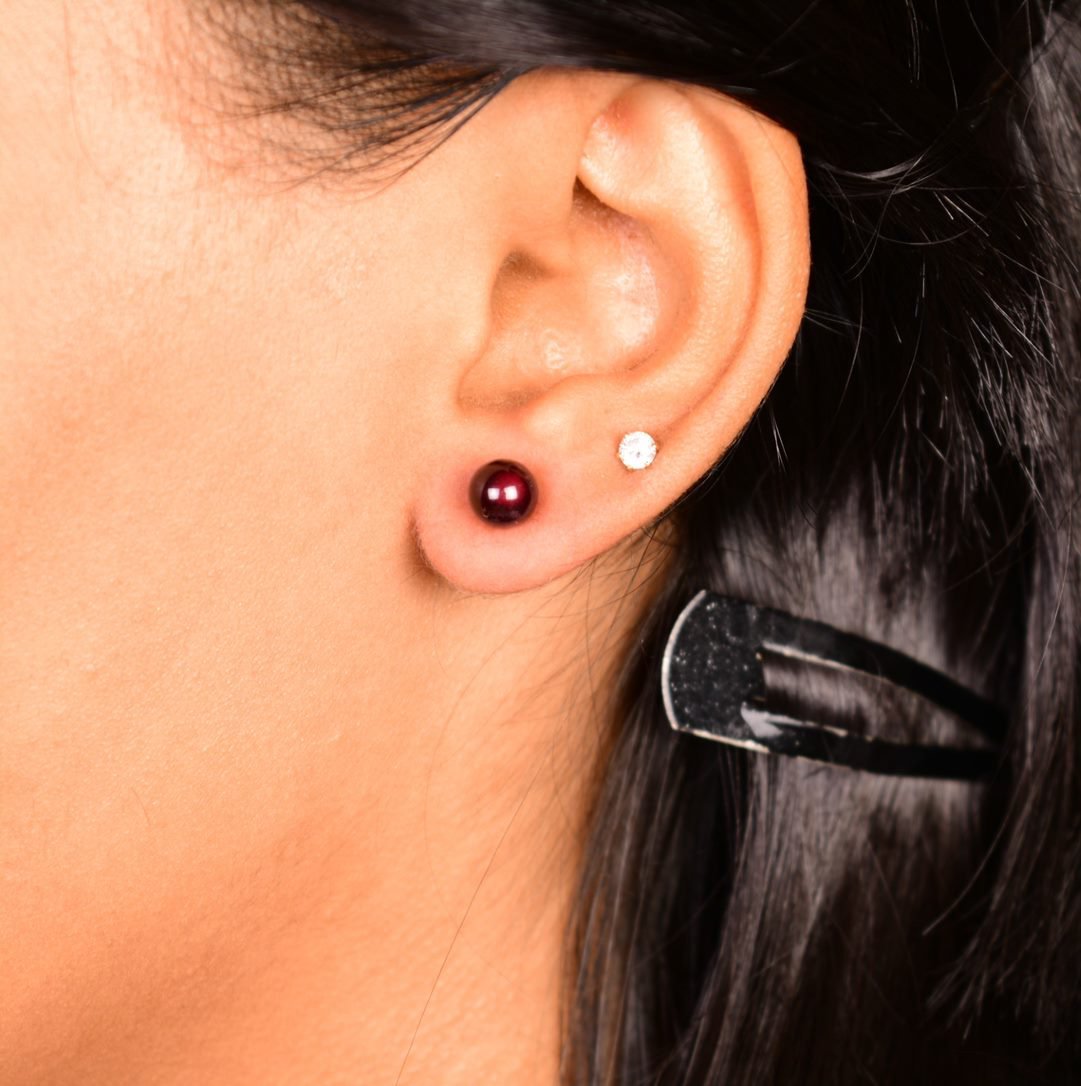 Garnet Stud Earrings - Bodh Gem and Crystals