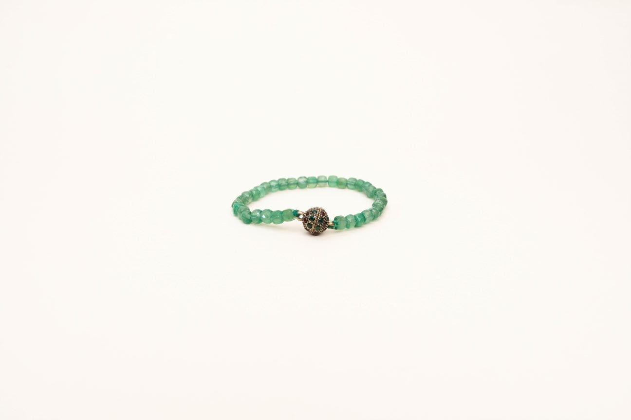 Green Onyx Bracelet Rakhi - Bodh Gem and Crystals