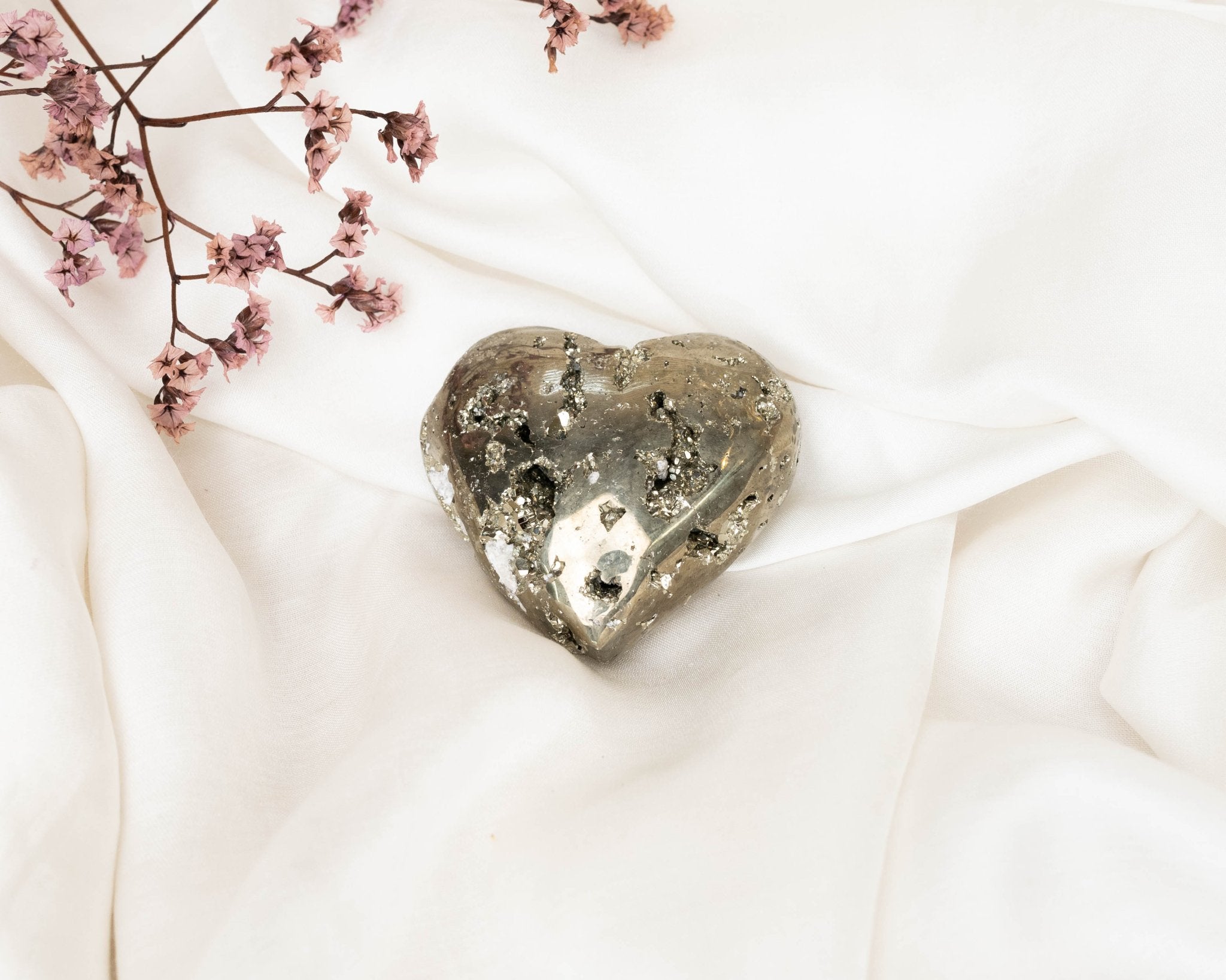 Iron Pyrite Heart 169.1g - Bodh Gem and Crystals