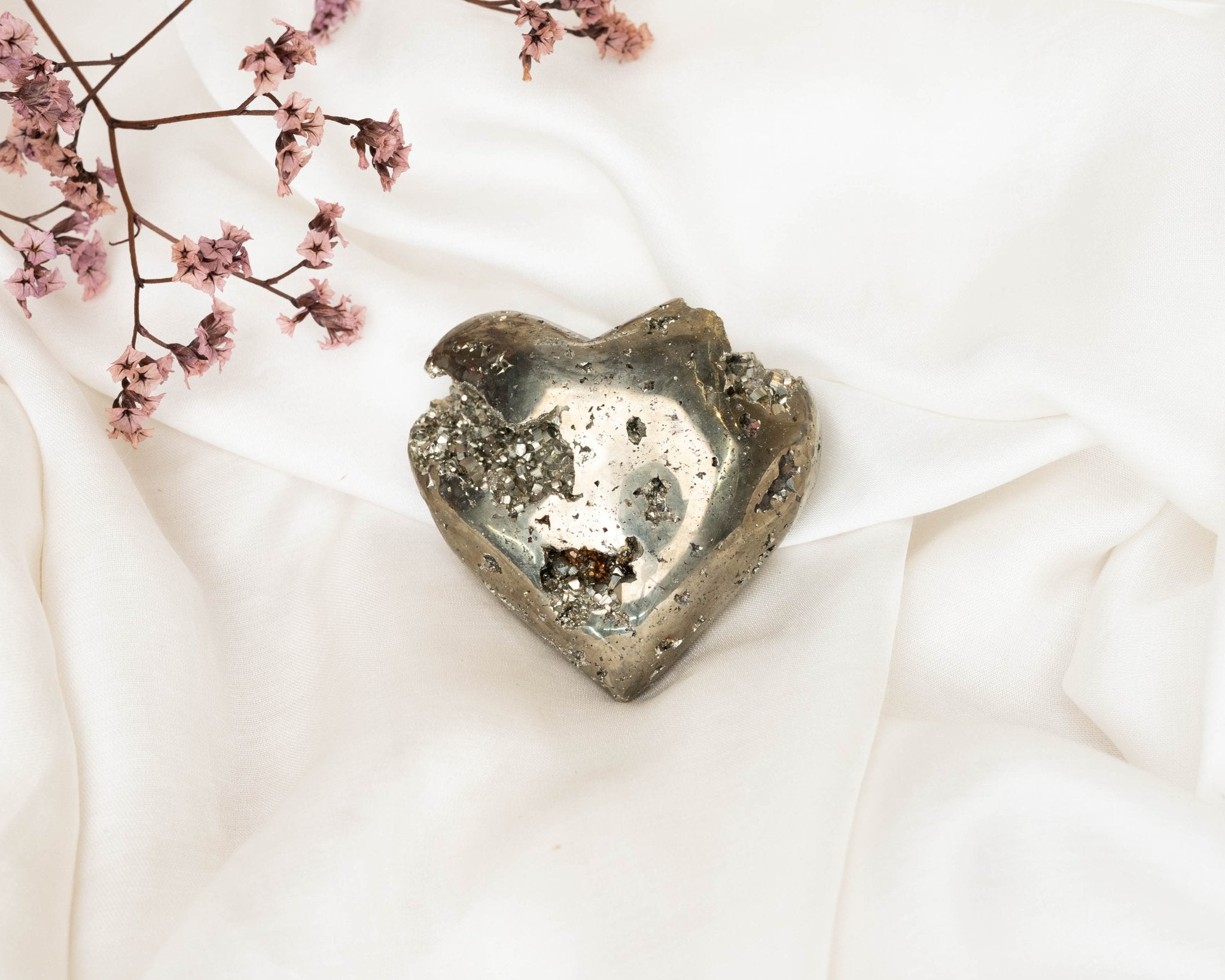 Iron Pyrite Heart 177.4g - Bodh Gem and Crystals
