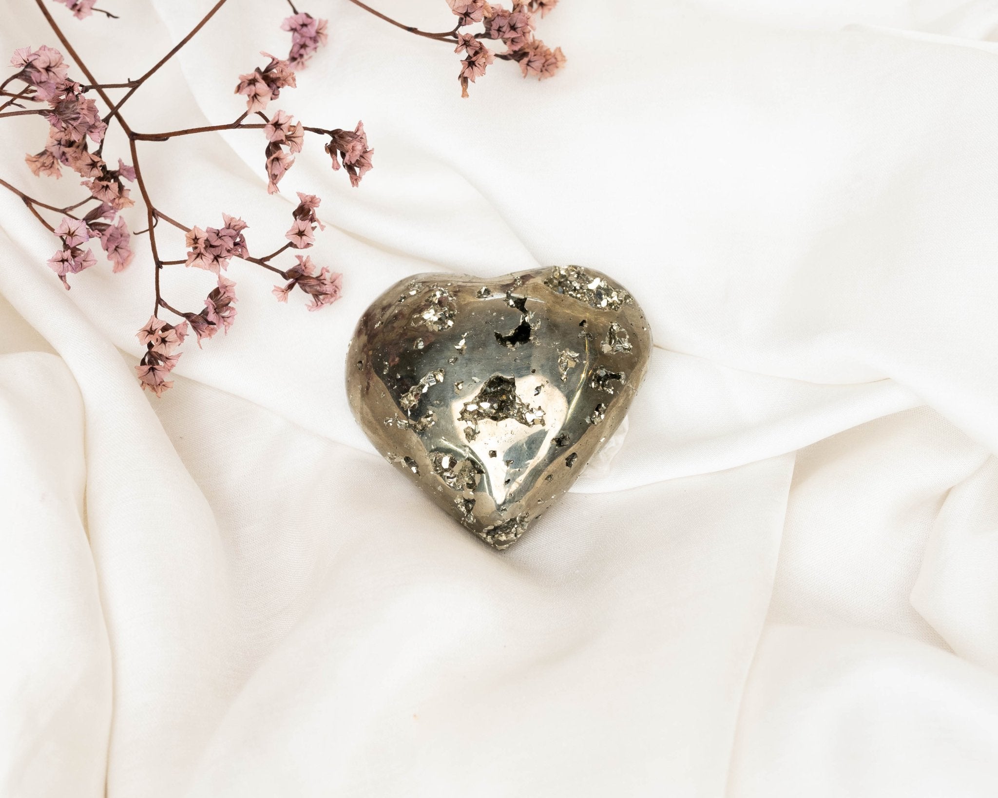 Iron Pyrite Heart 177.9g - Bodh Gem and Crystals