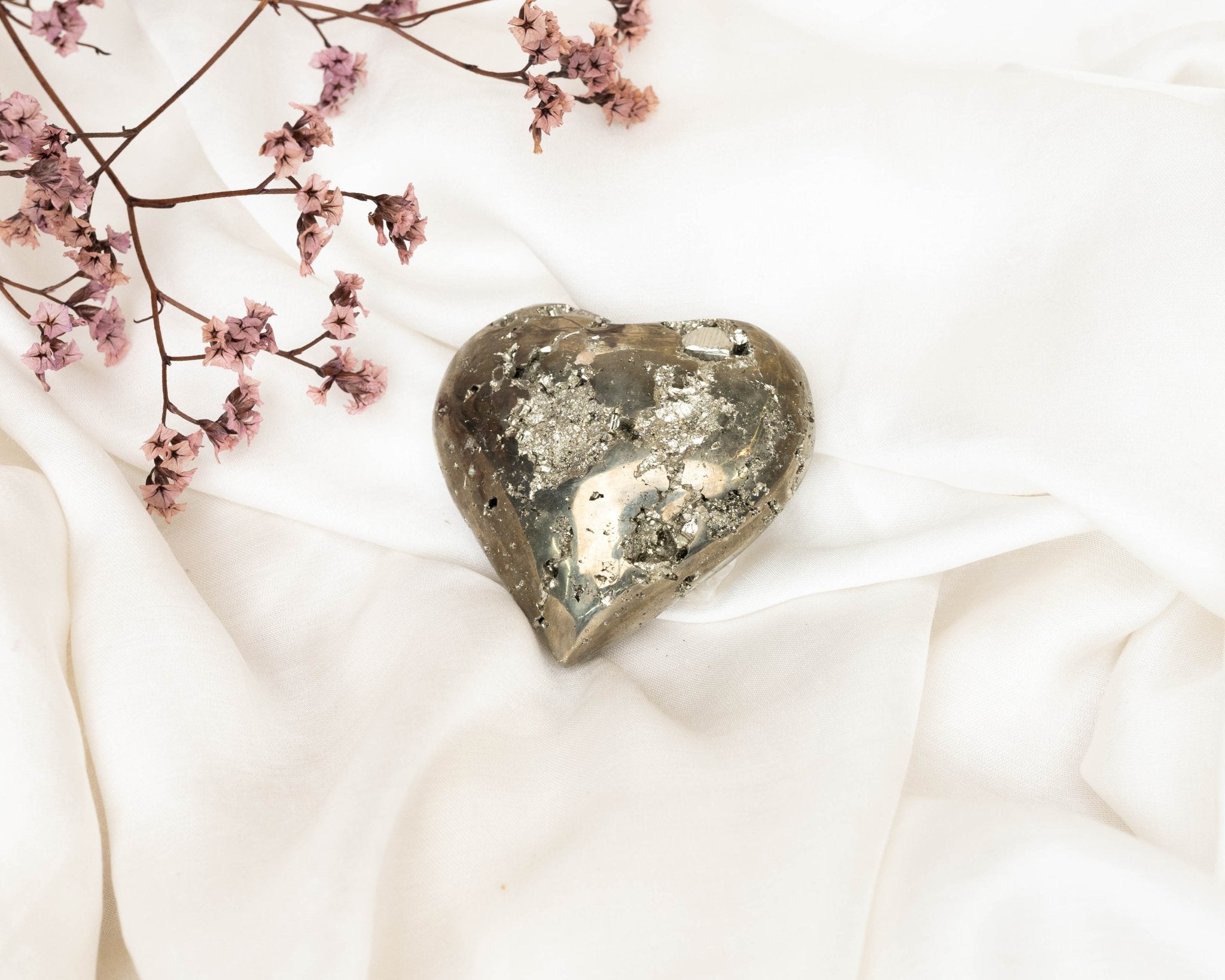 Iron Pyrite Heart 201.8g - Bodh Gem and Crystals