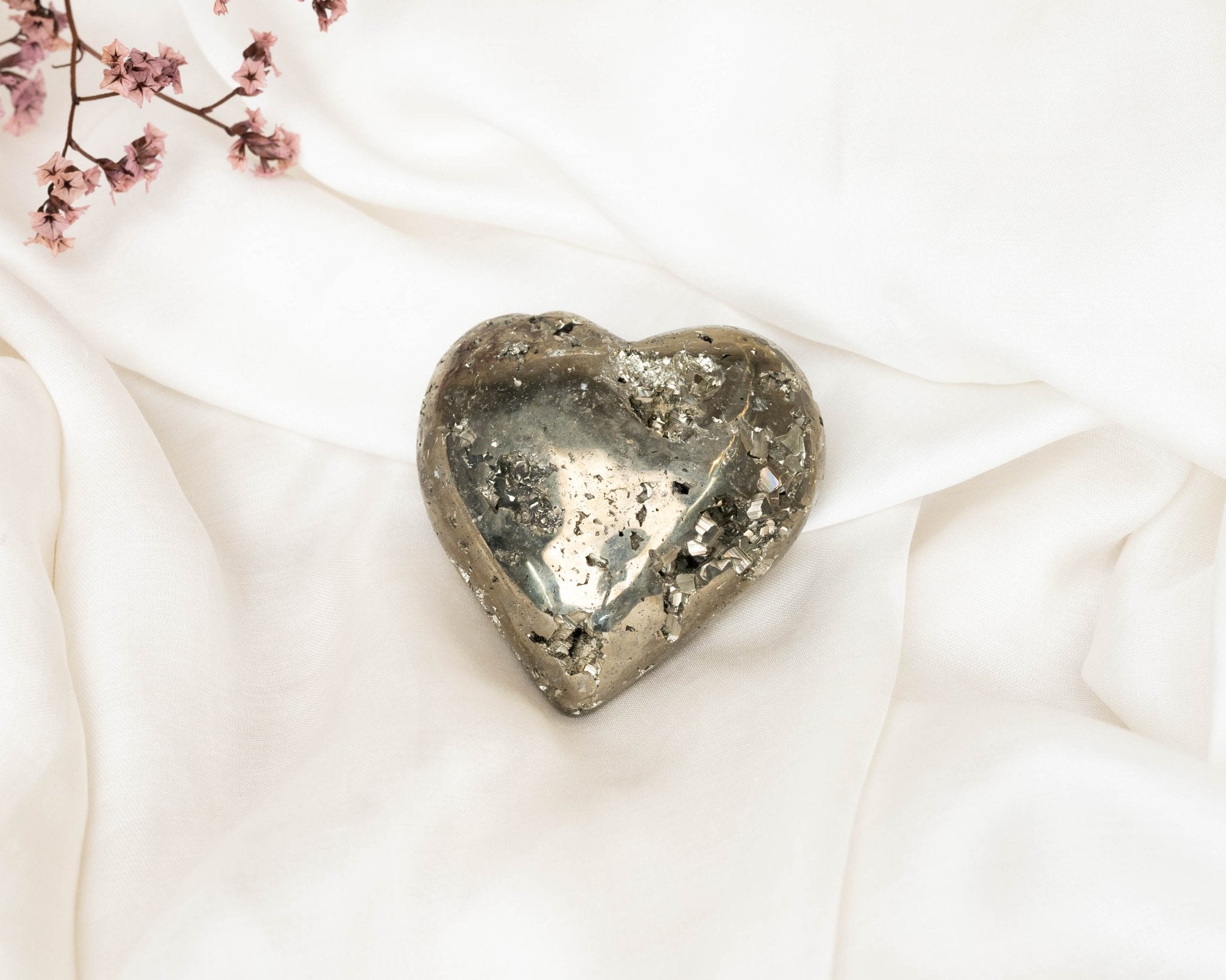 Iron Pyrite Heart 202.5g - Bodh Gem and Crystals