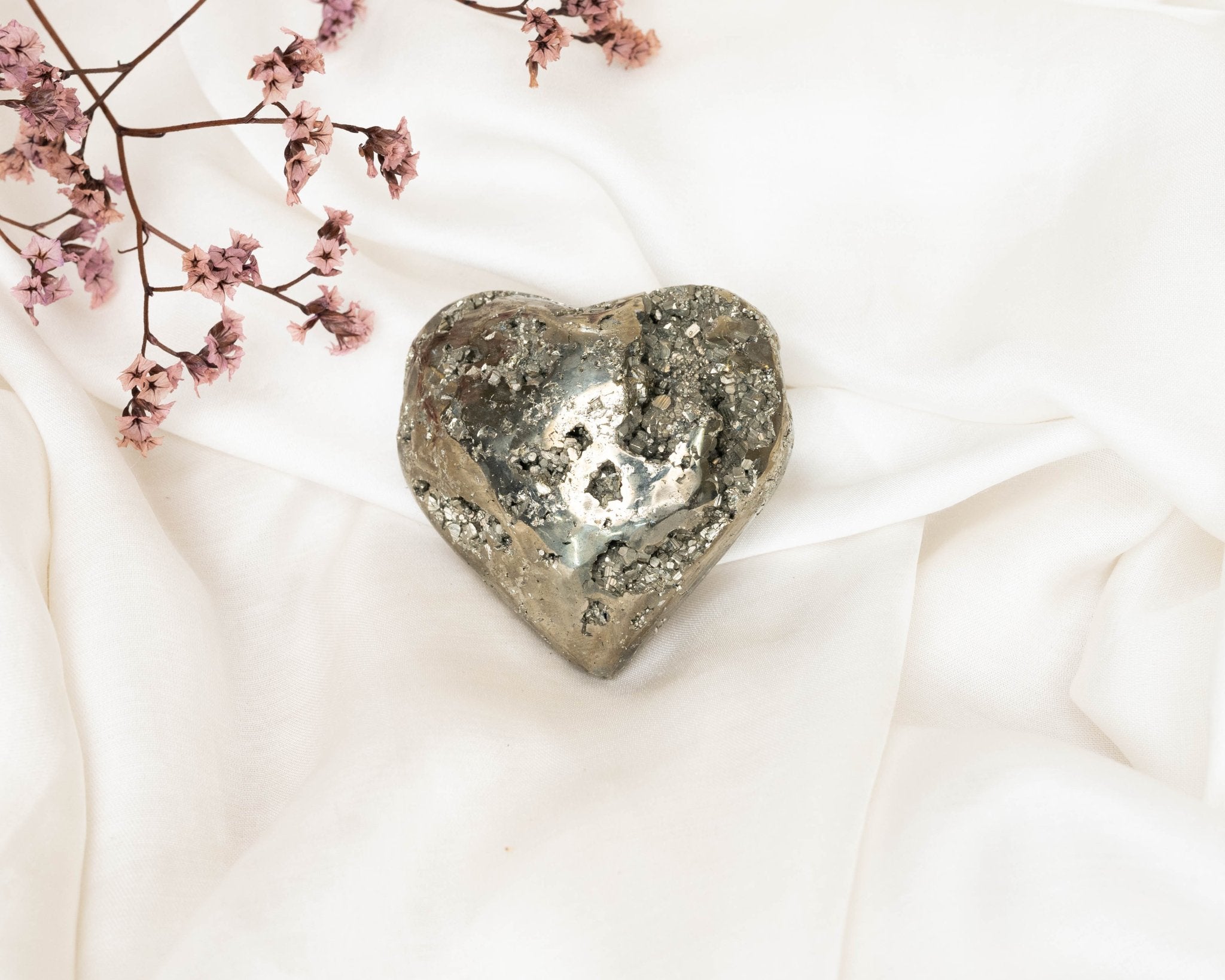 Iron Pyrite Heart 204g - Bodh Gem and Crystals
