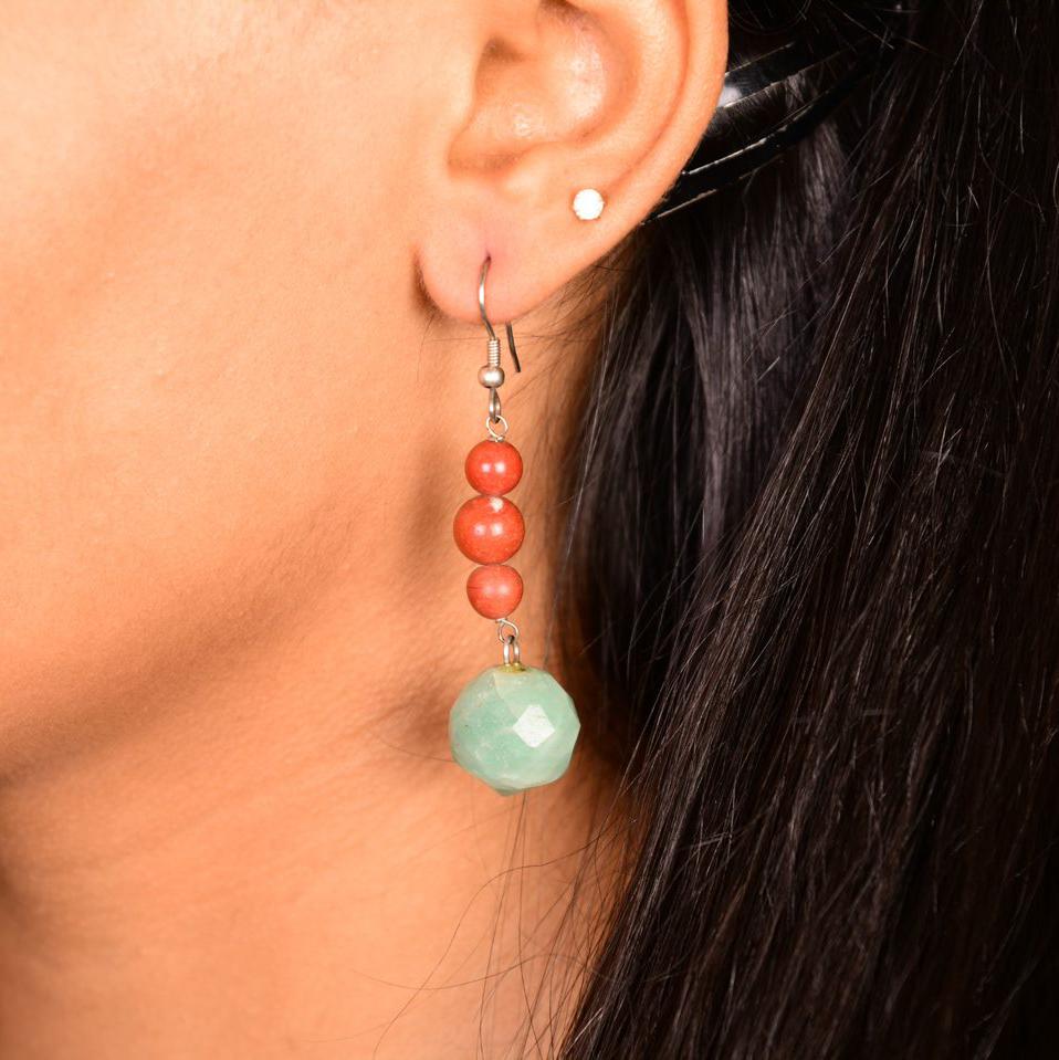 Jasper & Green Aventurine Earrings - Bodh Gem and Crystals