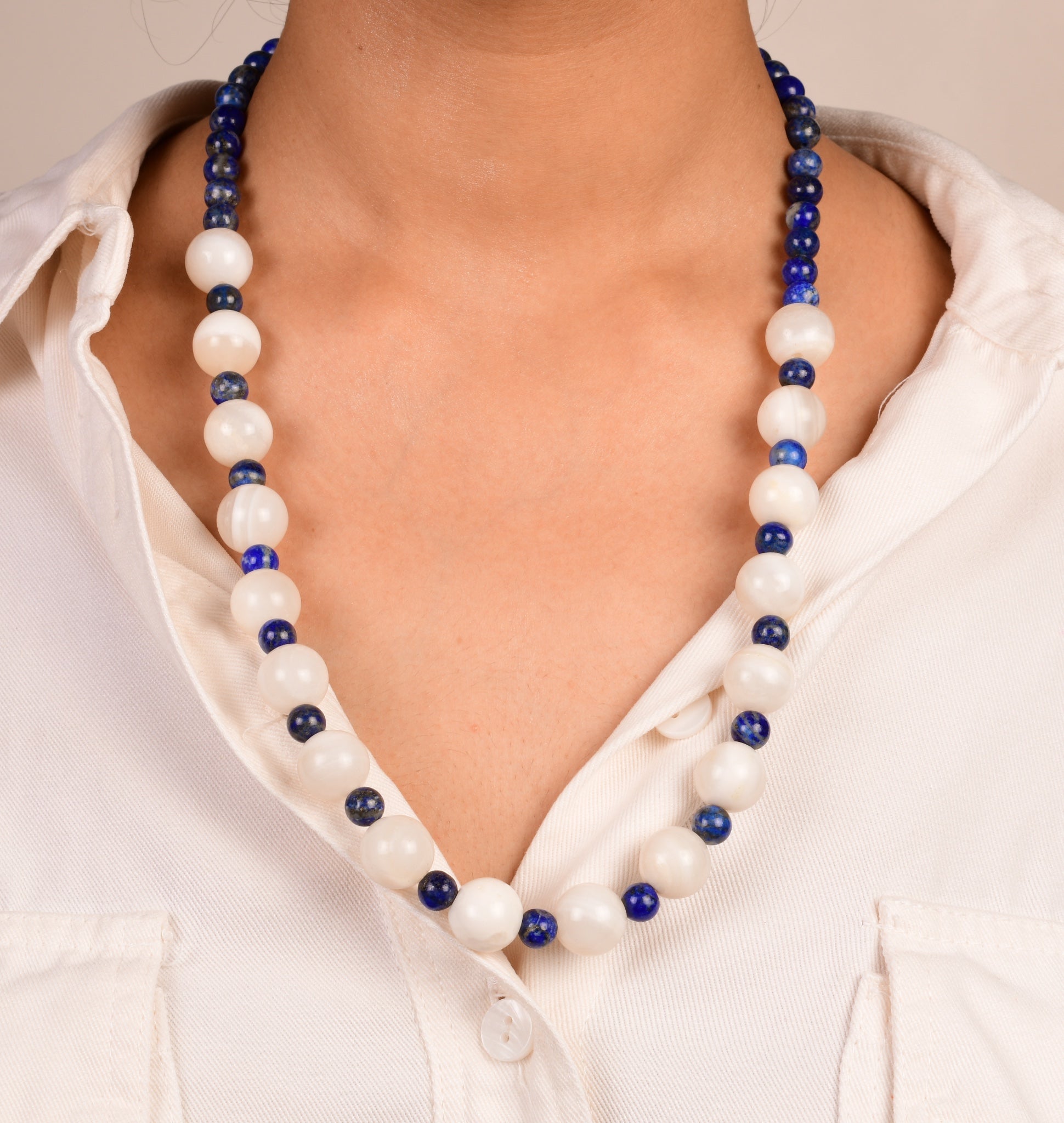 Lapis Lazuli & Agate Necklace - Bodh Gem and Crystals