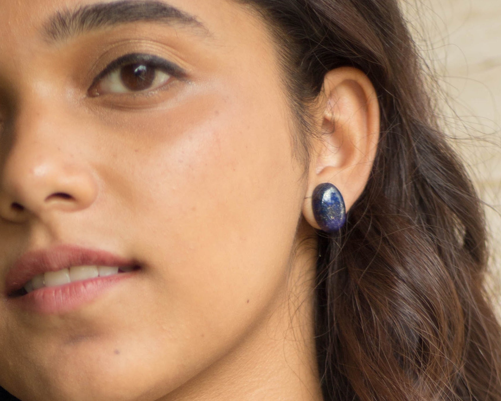Lapis Lazuli Stud Earrings - Bodh Gem and Crystals