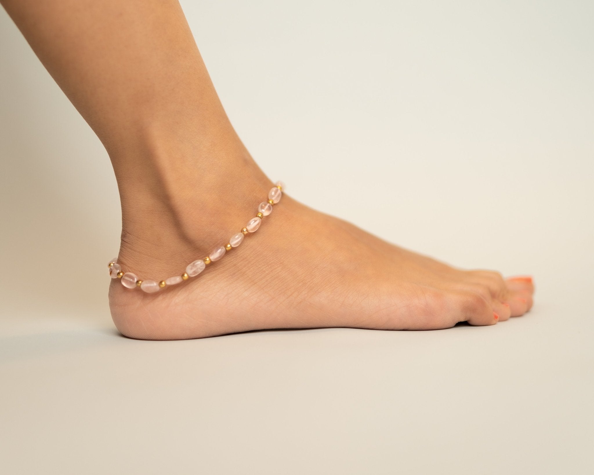 Rose Quartz Anklet - Bodh Gem and Crystals
