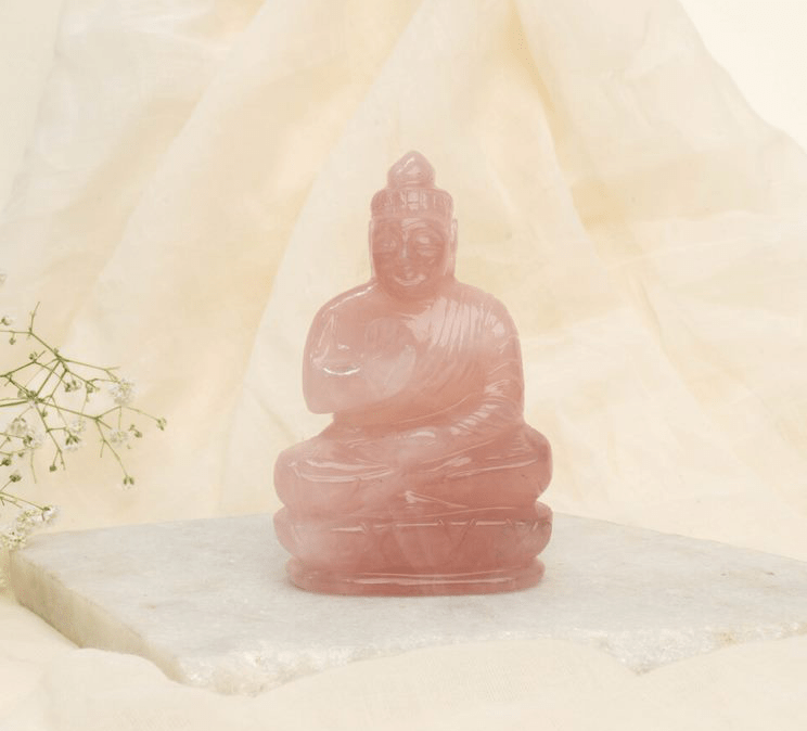 Rose Quartz Buddha - Bodh Gem and Crystals
