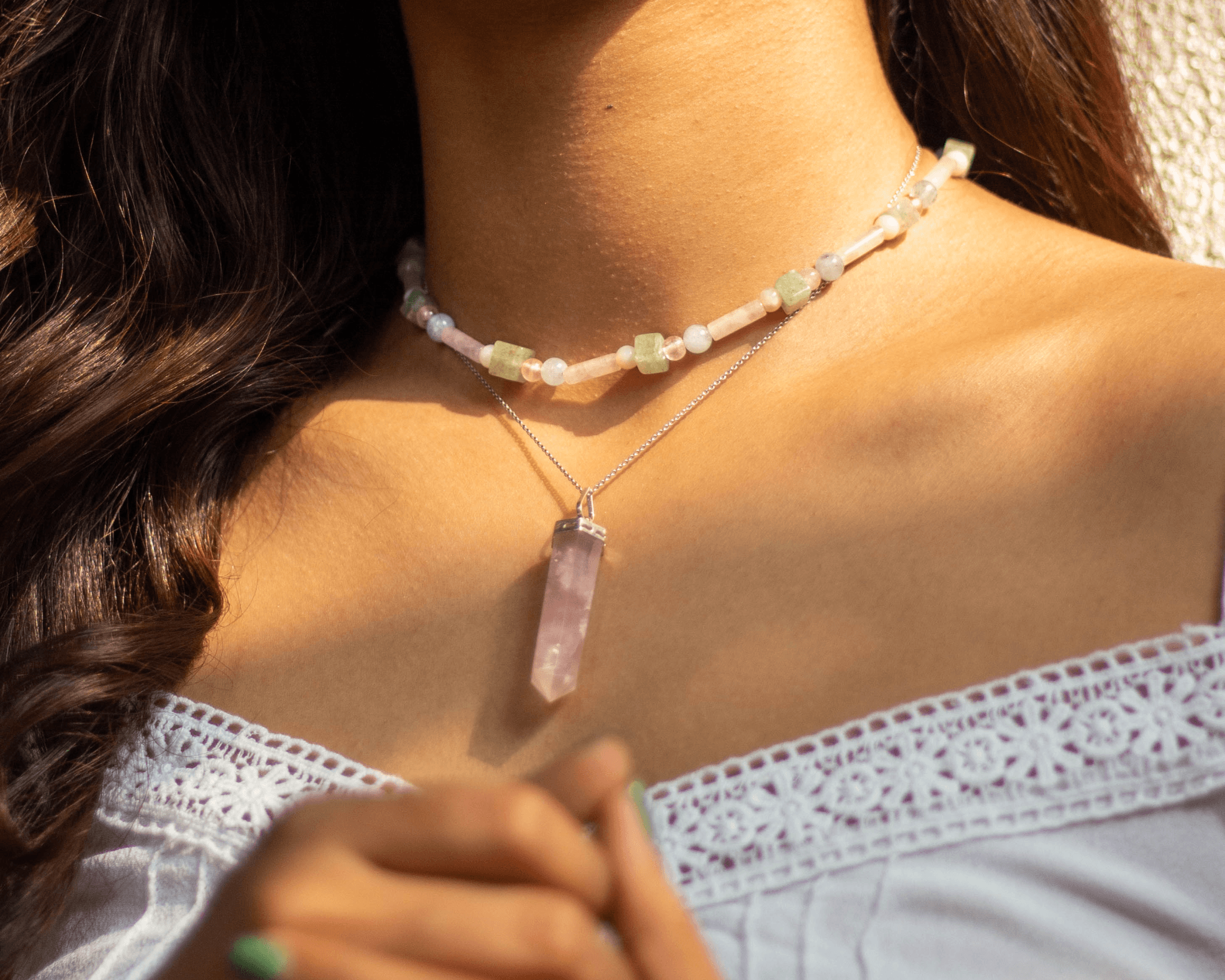 QDDJGYP Jewelry Rose Quartz Crystal Necklace, Peach Powder Crystal India |  Ubuy