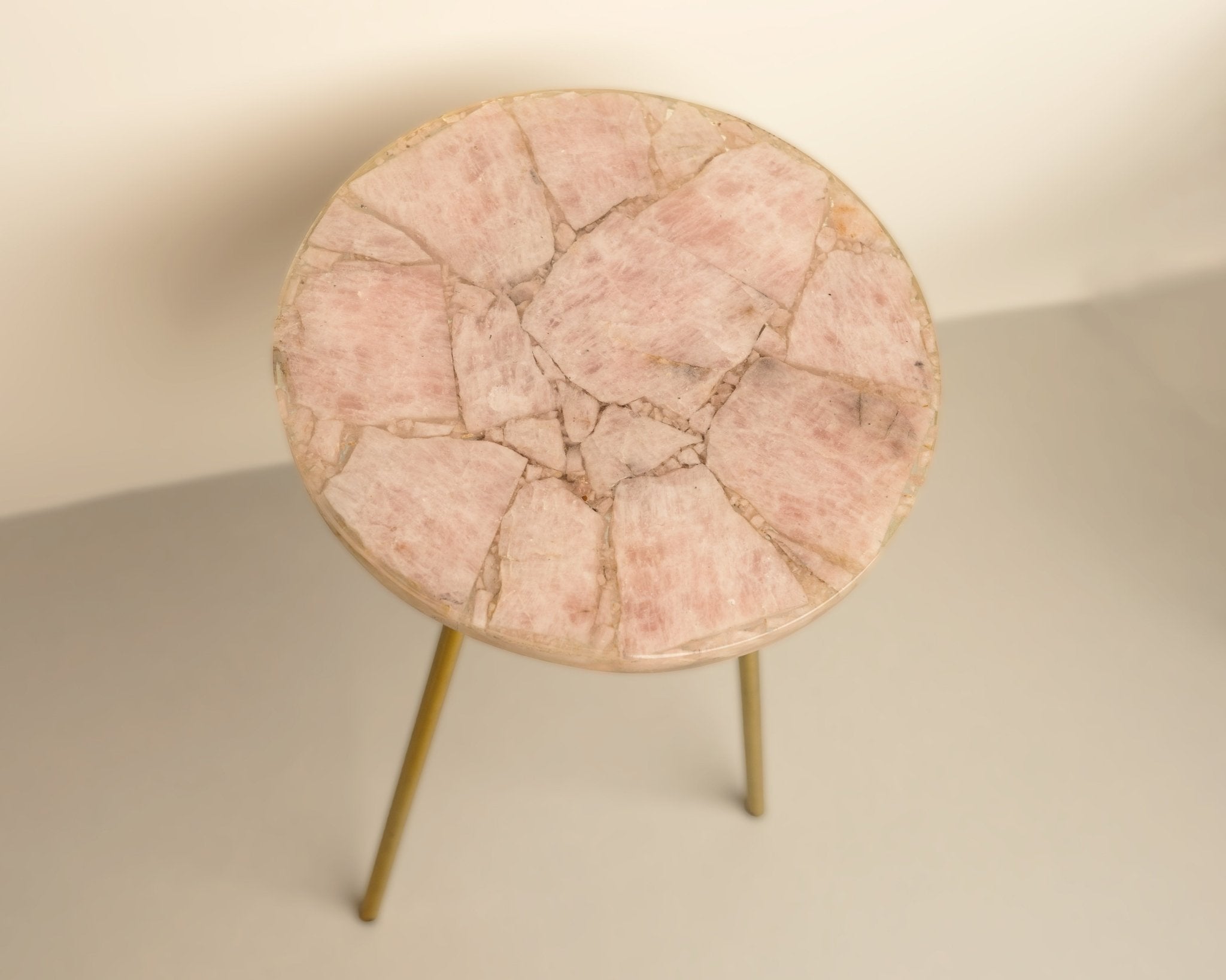 Rose Quartz Round Table - Bodh Gem and Crystals