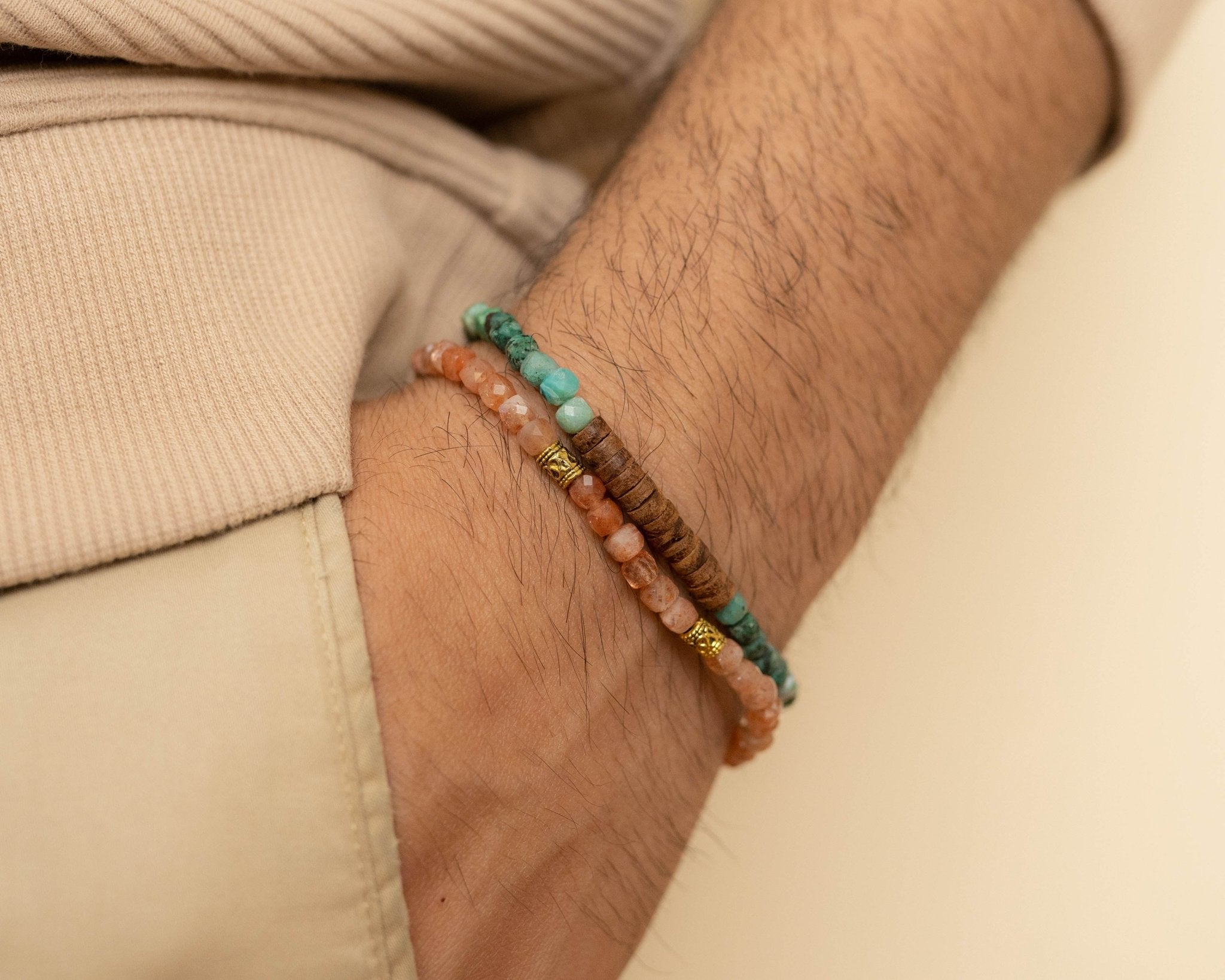 Turquoise & Sunstone Combo Bracelets - Bodh Gem and Crystals