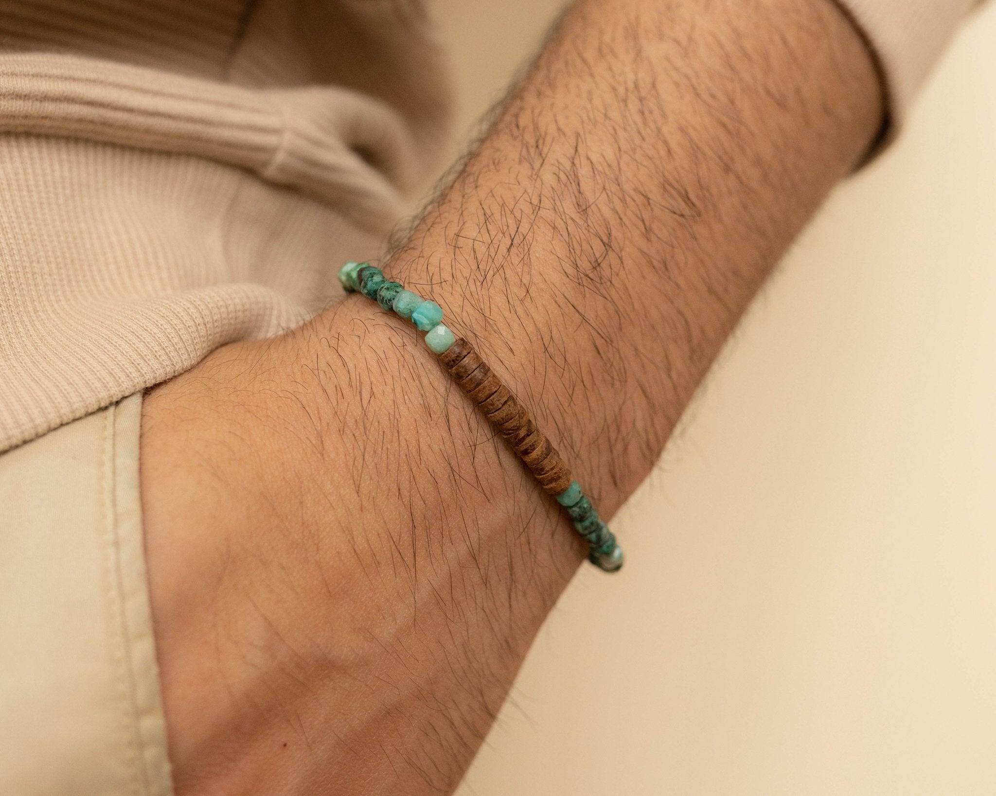Turquoise With wooden Beads Bracelet